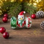 Murano Glass Christmas Charm Bead with Stocking Snowflake and Reindeer - Image 3