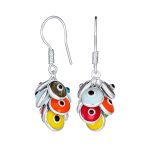 Spiritual Protection Round Multiple Cluster Evil Eye Charms Dangle Earrings Sterling Silver Fish Hook - Image 2