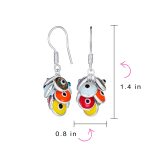 Spiritual Protection Round Multiple Cluster Evil Eye Charms Dangle Earrings Sterling Silver Fish Hook - Image 8