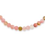 Multi Color Jasper & Rose Quartz Matte Bead Strand Necklace Silver Clasp 17 Inch - Image 2