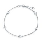 Romantic Multi Heart Strand Anklet Chain Ankle Bracelet .925 Sterling Silver Adjustable