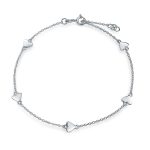 Romantic Multi Heart Strand Anklet Chain Ankle Bracelet .925 Sterling Silver Adjustable