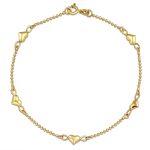 Romantic Delicate Puff Hearts Charm Anklet Ankle Bracelet Rose Gold Vermeil Sterling 9 Inch
