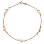 Romantic Delicate Puff Hearts Charm Anklet Ankle Bracelet Rose Gold Vermeil Sterling 9 Inch - Image 2