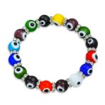 Colorful Turkish Glass Bead Evil Eye Stretch Bracelet with Crystal Spacers - Image 12