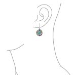 Native American Style Multi Color Stones Lapis Turquoise Coral Drop Earrings .925 Sterling Silver - Image 3