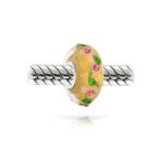 Murano Glass Charm Bead 3D Lampwork Multi-Color Gold Foil Flower Silver Core - Image 2