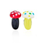 Set of 2 Whimsical Glass Charm Bead with 3D Cartoon Fairy Tale Alice Mushrooms