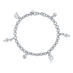 Musician Bells Clef Music Notes Charm Anklet Ankle Bracelet .925 Sterling Silver