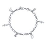 Musician Bells Clef Music Notes Charm Anklet Ankle Bracelet .925 Sterling Silver