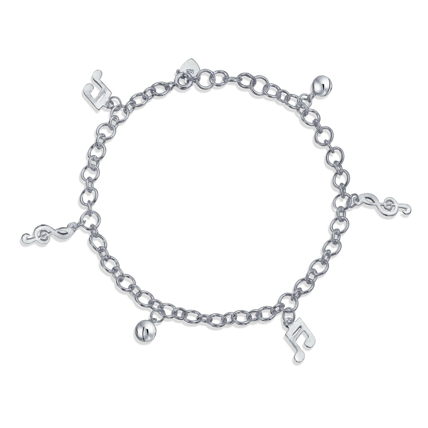 music-notes-ankle-bracelet-silver_sstr-a-1308_1 Musician Bells Clef Music Notes Charm Anklet Ankle Bracelet .925 Sterling Silver - Image 1