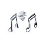 Tiny Eighth Music Notes Threader Stud Earrings Sterling Silver for Musicians