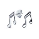 Tiny Eighth Music Notes Threader Stud Earrings Sterling Silver for Musicians