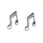 Set of 2 Tiny Music G Treble Clef Eight Note Stud Earrings Sterling Silver - Image 2