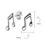 Tiny Eighth Music Notes Threader Stud Earrings Sterling Silver for Musicians - Image 4