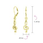 Music Student Treble Clef Musical Note Drop Earrings Gold Plated Sterling Silver - Image 8