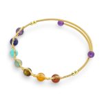 Spiritual Multicolor Chain Link Bracelet with Healing Stone Beads Adjustable - Image 2