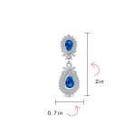 Bridal Teardrop Halo Cubic Zirconia Clip-On Earrings Silver - Image 4