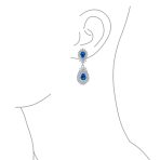 Bridal Teardrop Halo Cubic Zirconia Clip-On Earrings Silver - Image 3