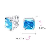 Set of 2 Large 5CT Purple Olive Green Square CZ Solitaire Clip-On Earrings 12MM - Image 12