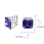 12MM Princess Cut Cubic Zirconia Aqua Blue CZ Solitaire Statement Clip On Stud Earrings Non Pierced - Image 26