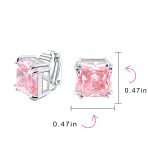 Set of 2 Large 5CT Purple Olive Green Square CZ Solitaire Clip-On Earrings 12MM - Image 11