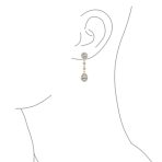 Crown Halo Cubic Zirconia CZ Teardrop Chandelier Clip On Earrings Non-Pierced - Image 20