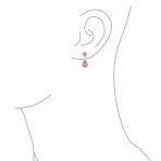 Classic Bridal Cocktail Halo Cubic Zirconia Blue CZ Double Solitaire Teardrop Dangle Clip On Earrings - Image 29