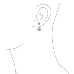 Classic Bridal Cocktail Halo Cubic Zirconia Blue CZ Double Solitaire Teardrop Dangle Clip On Earrings - Image 27