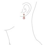 Classic Bridal Cocktail Halo Cubic Zirconia Blue CZ Double Solitaire Teardrop Dangle Clip On Earrings - Image 28