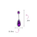 Amethyst Purple CZ Teardrop Chandelier Screw Clip On Earrings Silver Plated - Image 24