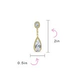 Amethyst Purple CZ Teardrop Chandelier Screw Clip On Earrings Silver Plated - Image 23