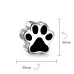 Set of 2 Oxidized Silver Dachshund Dog Black Paw Print Charm Bead Pet Lover - Image 4