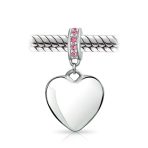 Initial Monogram Crystal Heart Dangle Charm Bead Sterling Silver Birthstone - Image 12
