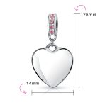 Initial Monogram Crystal Heart Dangle Charm Bead Sterling Silver Birthstone - Image 20