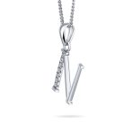 Delicate Pave CZ Block Letter Alphabet Pendant Necklace Sterling Silver - Image 28