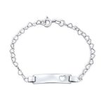 Delicate Petite Heart Blank Name Identification ID Bracelet .925 Sterling Silver 6"