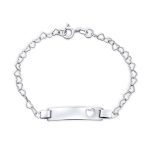 Delicate Petite Heart Blank Name Identification ID Bracelet .925 Sterling Silver 6"