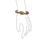 Set of 2 Chef Indian Face Howlite Onyx and Tiger Eye Bead Stretch Bracelet - Image 4