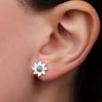Southwestern Style Eagle Wings Turquoise Round Stud Earrings .925 Sterling Silver - Image 5