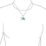 Nautical Blue Created Opal Inlay Turtle Pendant Necklace .925 Sterling Silver - Image 9
