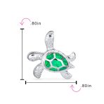 Nautical Blue Created Opal Inlay Turtle Pendant Necklace .925 Sterling Silver - Image 12