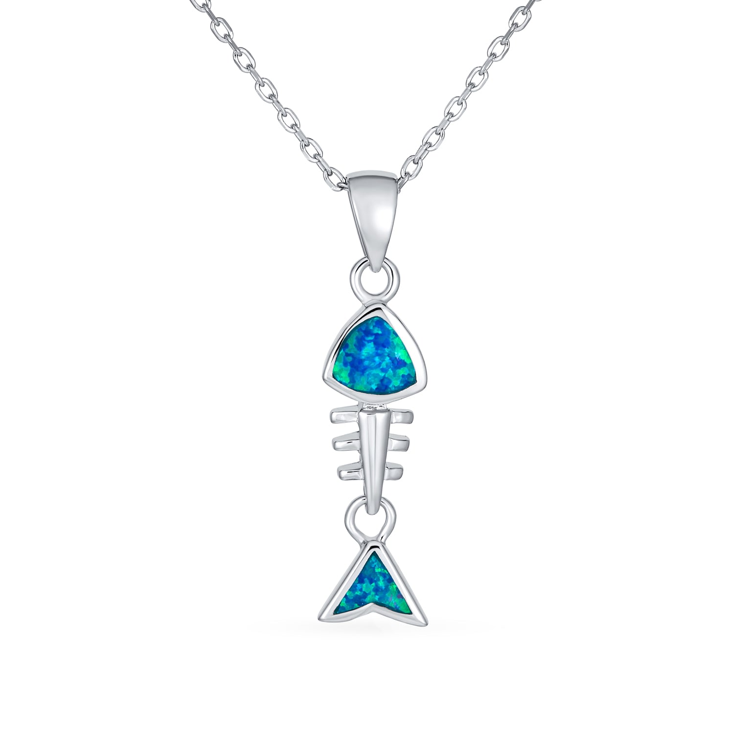 nautical-blue-vacation-opal-fishbone-xny-ps1857a1_02 Nautical Gemstone Blue Opal Fishbone Pendant Necklace in Sterling Silver - Image 1