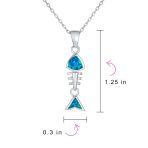 Nautical Gemstone Blue Opal Fishbone Pendant Necklace in Sterling Silver - Image 4