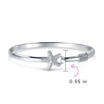 Nautical Starfish Bangle Bracelet in Sterling Silver with Eye Hook Clasp - Image 3