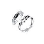 Set of 2 Nautical Fish Bone and Punk Rocker Skull Midi Toe Ring Sterling Silver