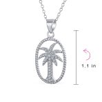 Oval Frame Nautical CZ Palm Tree Pendant Necklace in Sterling Silver - Image 4