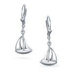 Bling  Sterling Silver Nautical Sailboat Dangle Earrings for Sea Lovers - Image 2