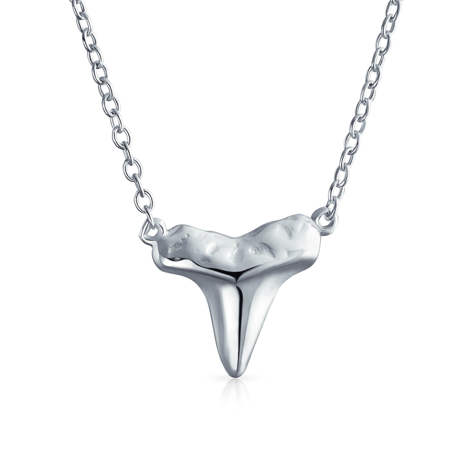 nautical-shark-tooth-pendant-silver_pfs-55-0724s_1 Nautical Fisherman Shark Tooth Pendant Necklace in Sterling Silver Finish - Image 1