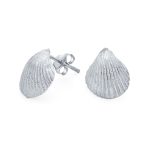 Hawaiian Nautical Cockle Seashell Stud Earrings in Sterling Silver